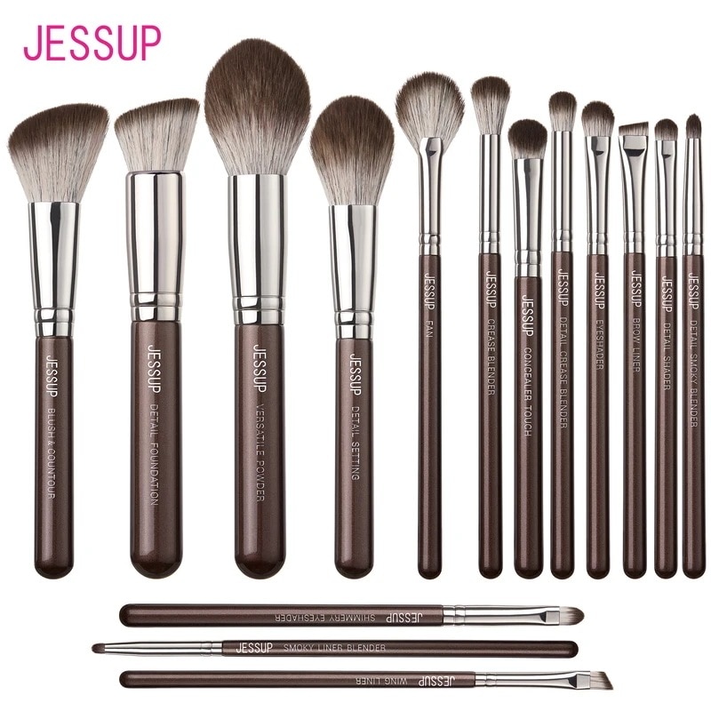 Jesup-メイクブラシ15個セット,ファンデーション用,ブレンダー,ブレンダー,コンシーラー,パウダー,アイシャドウ,蛍光ペン,t498