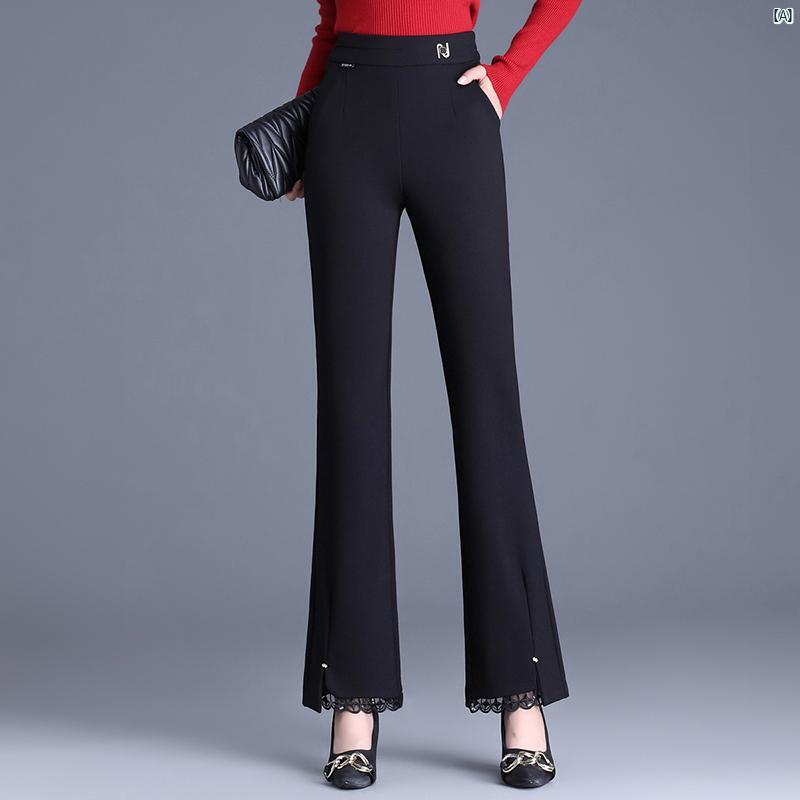 レディース　ファッション　オシャレ　シンプル ベルボトムパンツ 春秋 ドレープ ハイウエスト スリム カジュアル ブーツ カット パンツ 大きめ サイズ 母 パンツ 6,975円