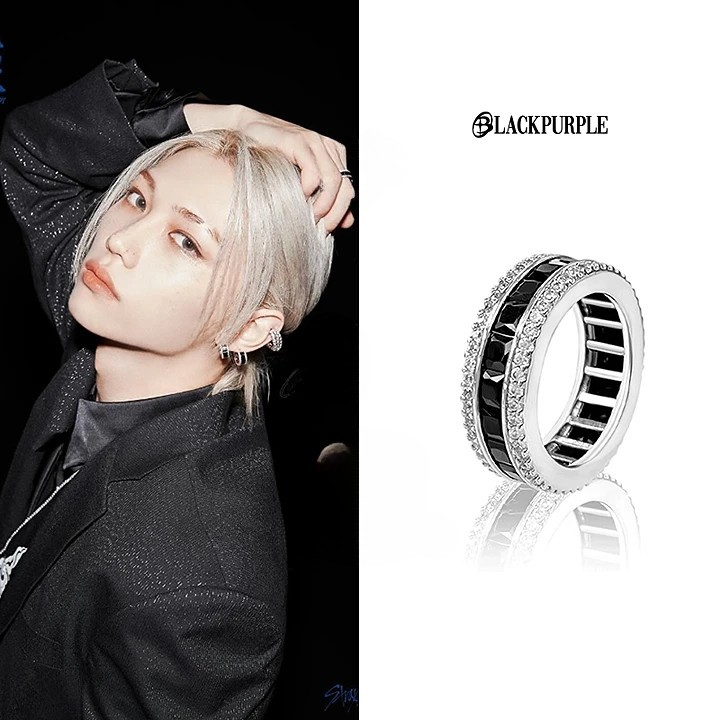 【Stray Kids フィリックス着用】 Onyx AAA DIA CRYSTAL RING 黒 韓国製 ファン必須アイテム 韓国製 K-POP