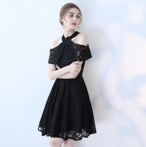 1417. レースイブニングミニドレス（ブラック）結婚式 お呼ばれドレス パーティードレス レディース 二次会 披露宴 花嫁 卒業式 2019 春夏 sale