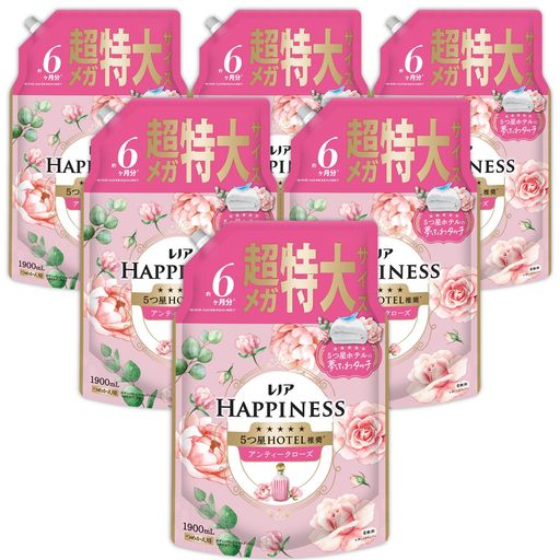 レノア Lenor ハピネス 夢ふわタッチ 柔軟剤 アンティークローズ 詰め替え 1,900mL×6袋 [大容量] [ケース品]