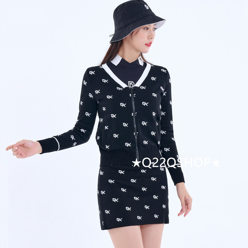 ゴルフウェア レディース スポーツウェア ゴルフスカート ニット アウター セーター Tシャツ 長袖 スカート 上下セット 大きいサイズ 黒 春夏 秋冬 速乾 韓国風 INS おしゃれ