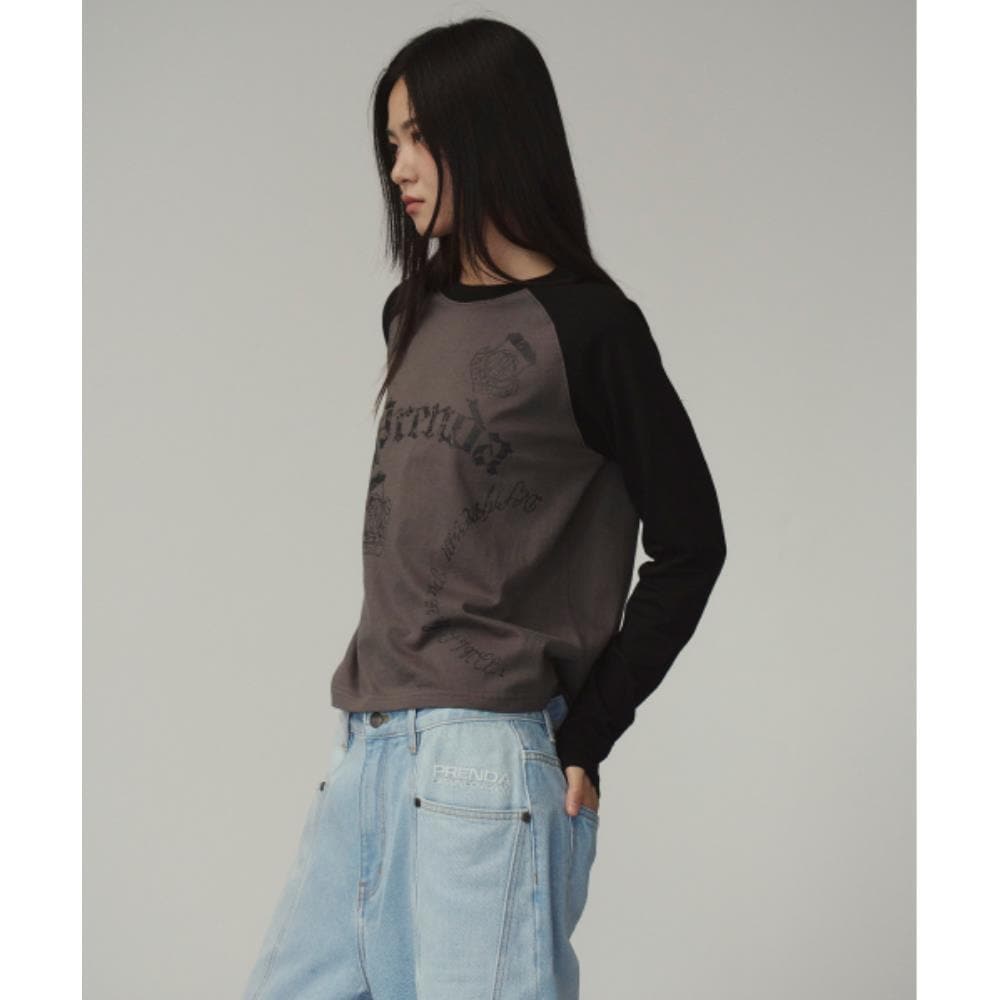 PRENDA VINTAGE LOGO RAGLAN LONG SLEEVE CHARCOAL PRTFAWRL