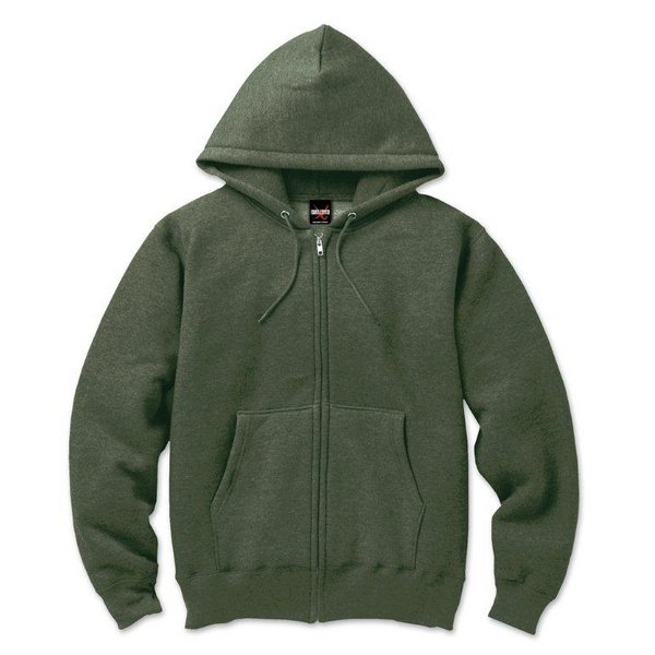 裏起毛 フルジップ パーカー XLサイズ カーキ 12.5oz ヘビーウェイト 綿混 コットン混 保温力抜群 男女兼用