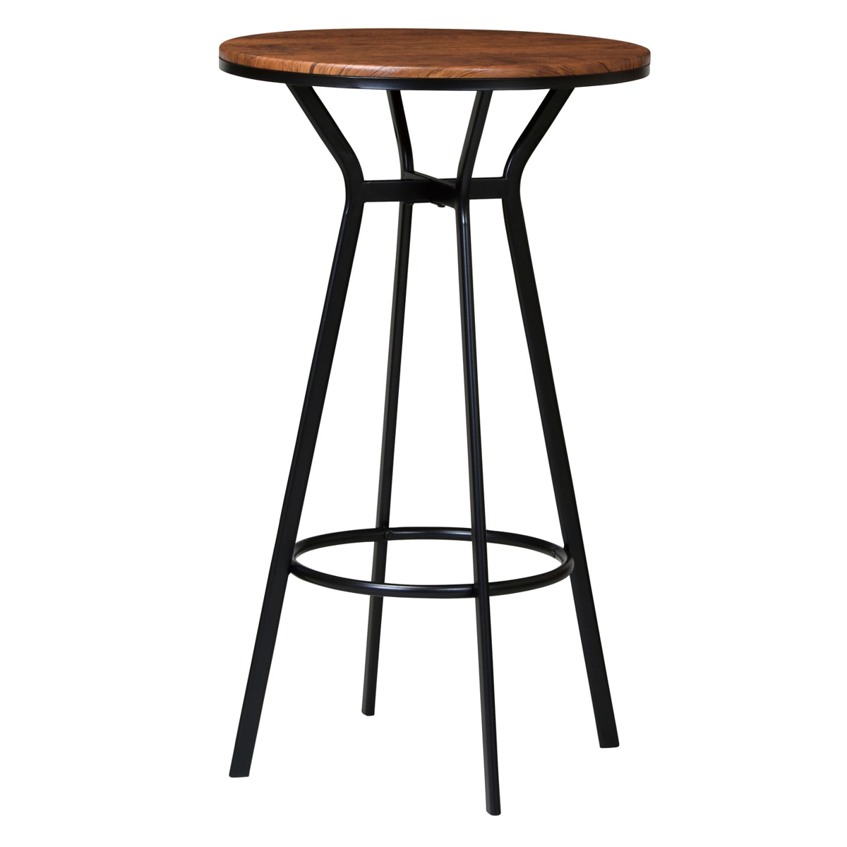 ハイテーブル 丸型 スチールフレーム 直径60cm テーブル ハイタイプ キッチン カフェテーブル 1人掛け 2人掛け コンパクト ミニテーブル 丸 ラウンド ヴィンテージ風 木目調