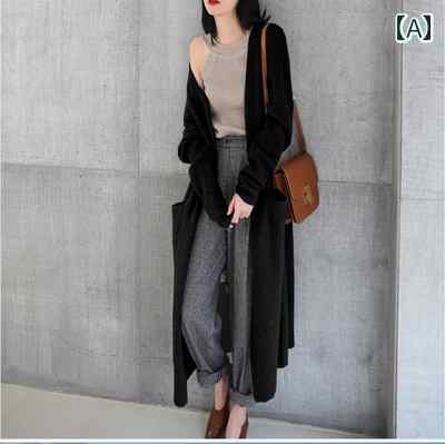 ニット レディース カーディガン おしゃれ カジュアル 大きめサイズ 秋冬 ミディアム ロング セーター 厚手 ブラック キャメル 4,967円