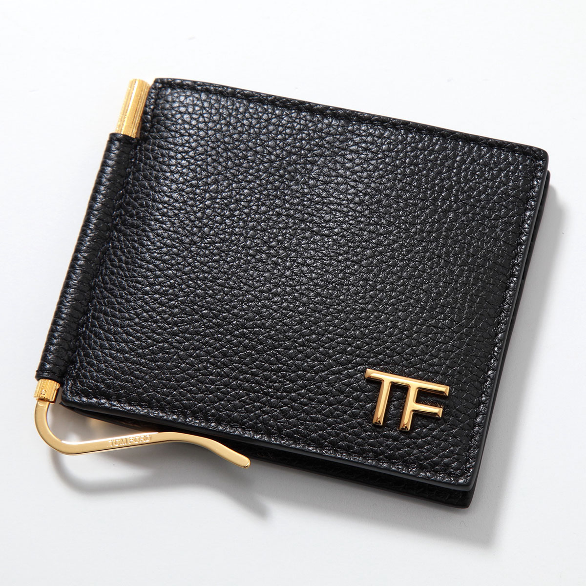 TOM FORD トムフォード 二つ折り財布 YT231 LCL158G メンズ レザー TFロゴ 小銭入れなし マネークリップ付き 1N001/BLACK