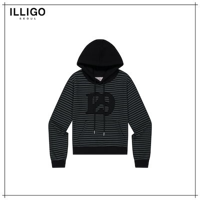 【ILLIGO】 129 LOGO PATCH HOODIE CHARCOAL BLACK 正規品