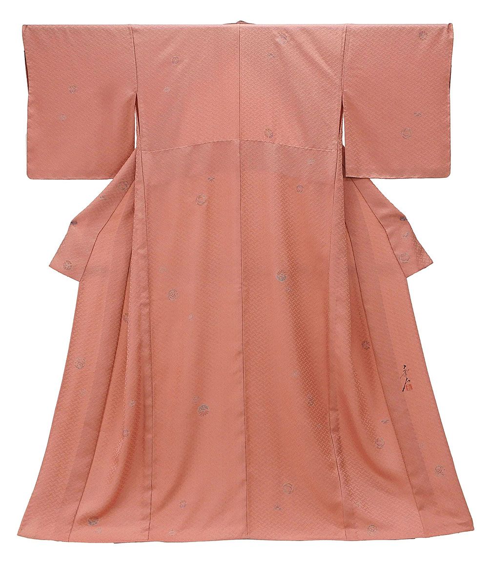 単衣 小紋 新品仕立済 正絹 単衣 染色作家 浅井青仁作 身丈164.5cm 裄丈68cm 小紋 新品 仕立て上がり 着物 wc1177