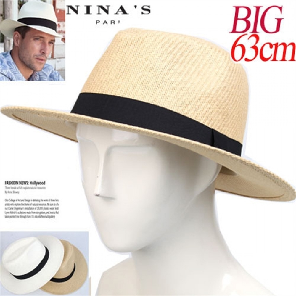 (ニナスパリ) 63cm_ビッグサイズ_ナチュラルストローメンズブリムハット (0SS267)