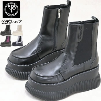 【公式SHOP特典キズ補修液付】 ヨースケ 厚底スニーカー レディース ハイカット 厚底 サイドゴアブーツ 8.3cm 厚底フラット