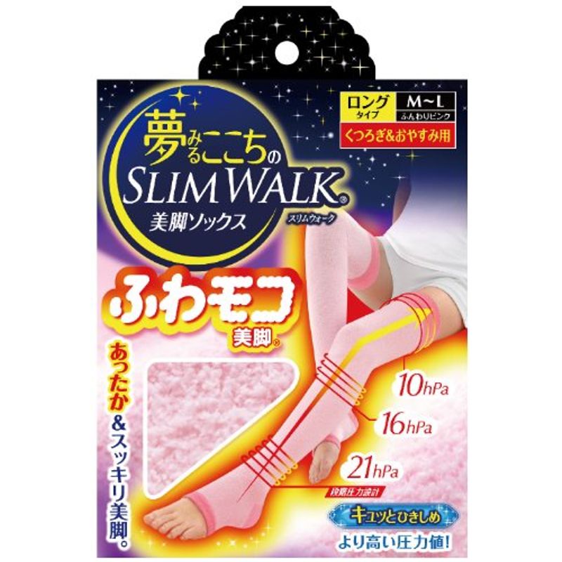 夢みるここちの ふわモコ美脚 ロングタイプ M-Lサイズ ふんわりピンク WALK 国内正規品 lon 市販 SLIM