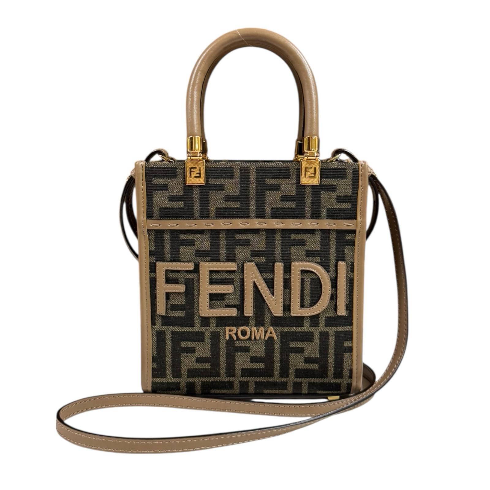 フェンディ サンシャインショッパースモール ズッカ ショルダーバッグ 8BS092 ブラウン FENDI 中古