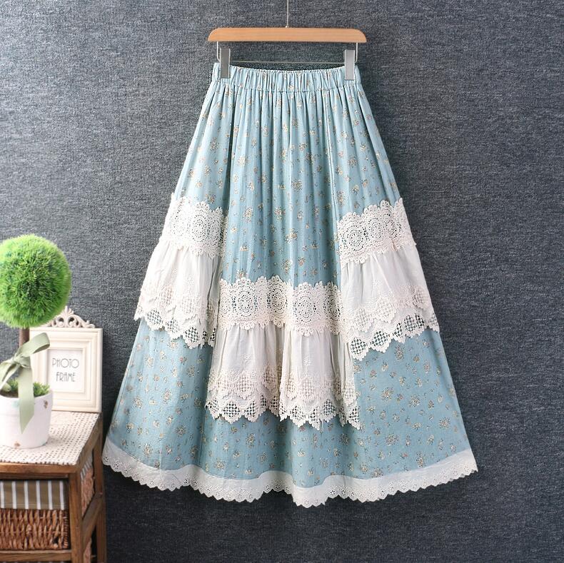 レーススカート 森ガール 花柄スカートペチコート ぺチスカート ロング フリル フリル付き コットン インナー ゆったり ナチュラル 綿