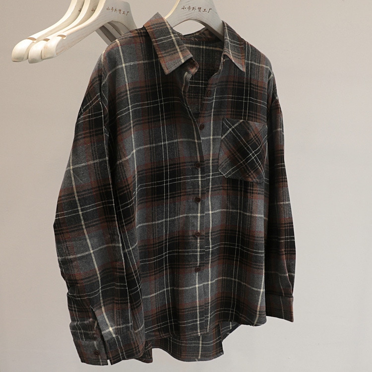 チェック柄 シャツ ユニセックス レディース トップス 長袖 かわいい 大人可愛い シンプル カジュアル おしゃれ かっこいい レトロ こなれ感 ラフ メンズライク マニッシュ ボーイッシュ