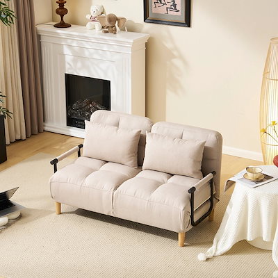 2人掛け ソファベッド 折りたたみ 3WAY ファブリック生地 カウチソファー ソファベッド 折りたたみ 3WAY ファブリック生地 カウチソファー 幅60