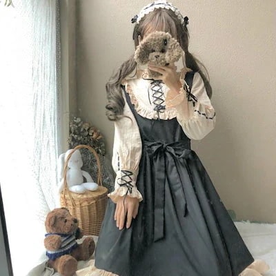 パーティードレス かわいい日常ロリータ学生ロリー少女長袖ワンピース ドレス今日は30パーセント