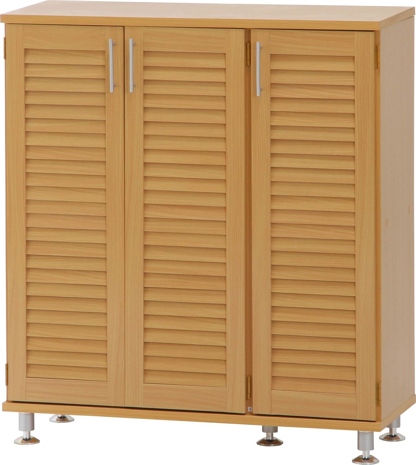 玄関 ルーバーシューズボックス 幅90cm ワイド ナチュラル 96564