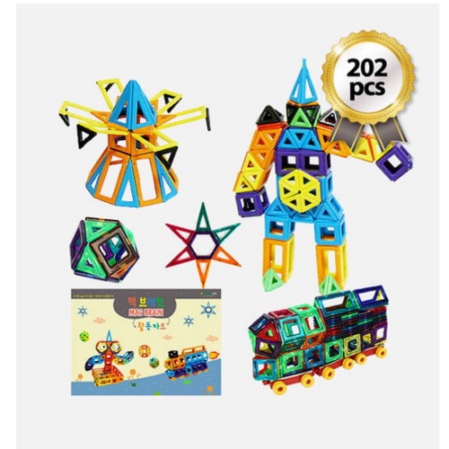 ブレインフォレストブレインマグネットブロック202ピース+教材1巻幼稚園児童家学院教習教区団体創造力