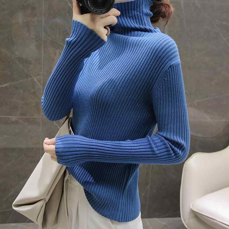 ファッション 服 オシャレ カワイイ シンプル 大カワイイ サイズ 婦服 タートルネックセーター シャツ 秋 プルオーバー 長袖 タイト パイルニット トップス