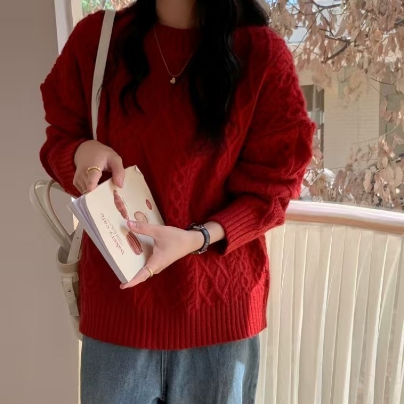 レディース トップス ニット セーター 長袖 ラウンドネック オーバーサイズ かわいい 大人可愛い シンプル カジュアル おしゃれ かっこいい こなれ感 ラフ ガーリー ルーズ 主役級 存在感