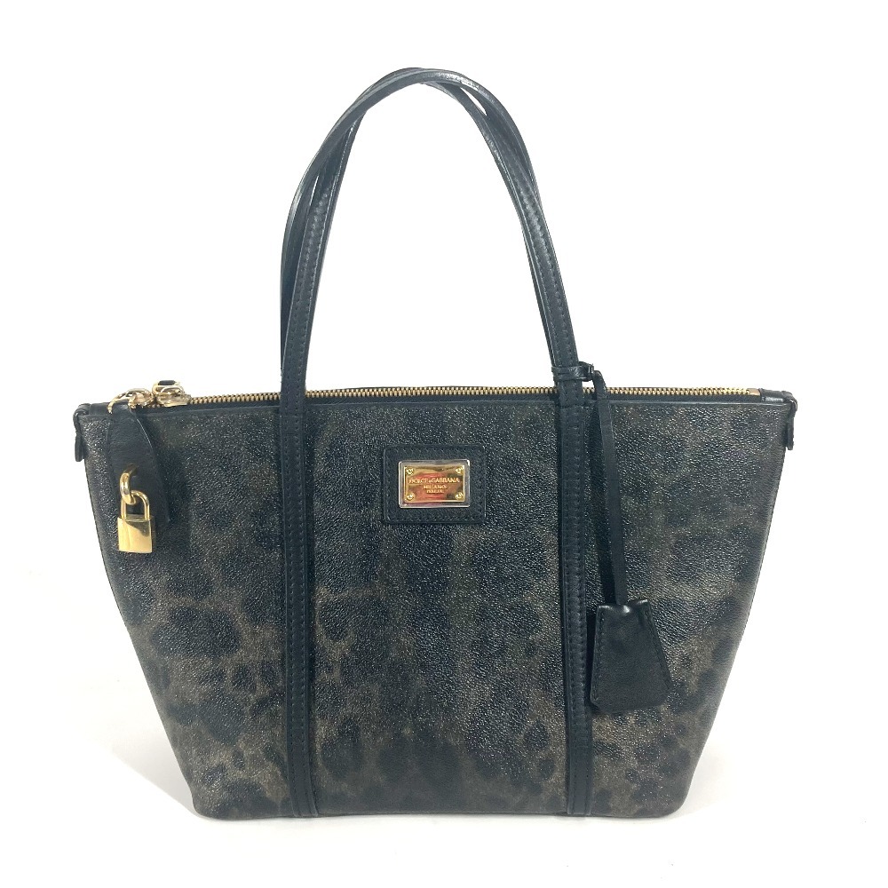 DOLCE&GABBANA ドルガバ トートバッグ レオパード 豹柄 ヒョウ カバン ショルダーバッグ 肩掛け PVC ブラック