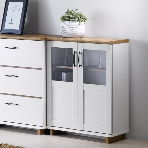 キャビネット ガラス扉 フレンチカントリー調 シュエット 約幅59m