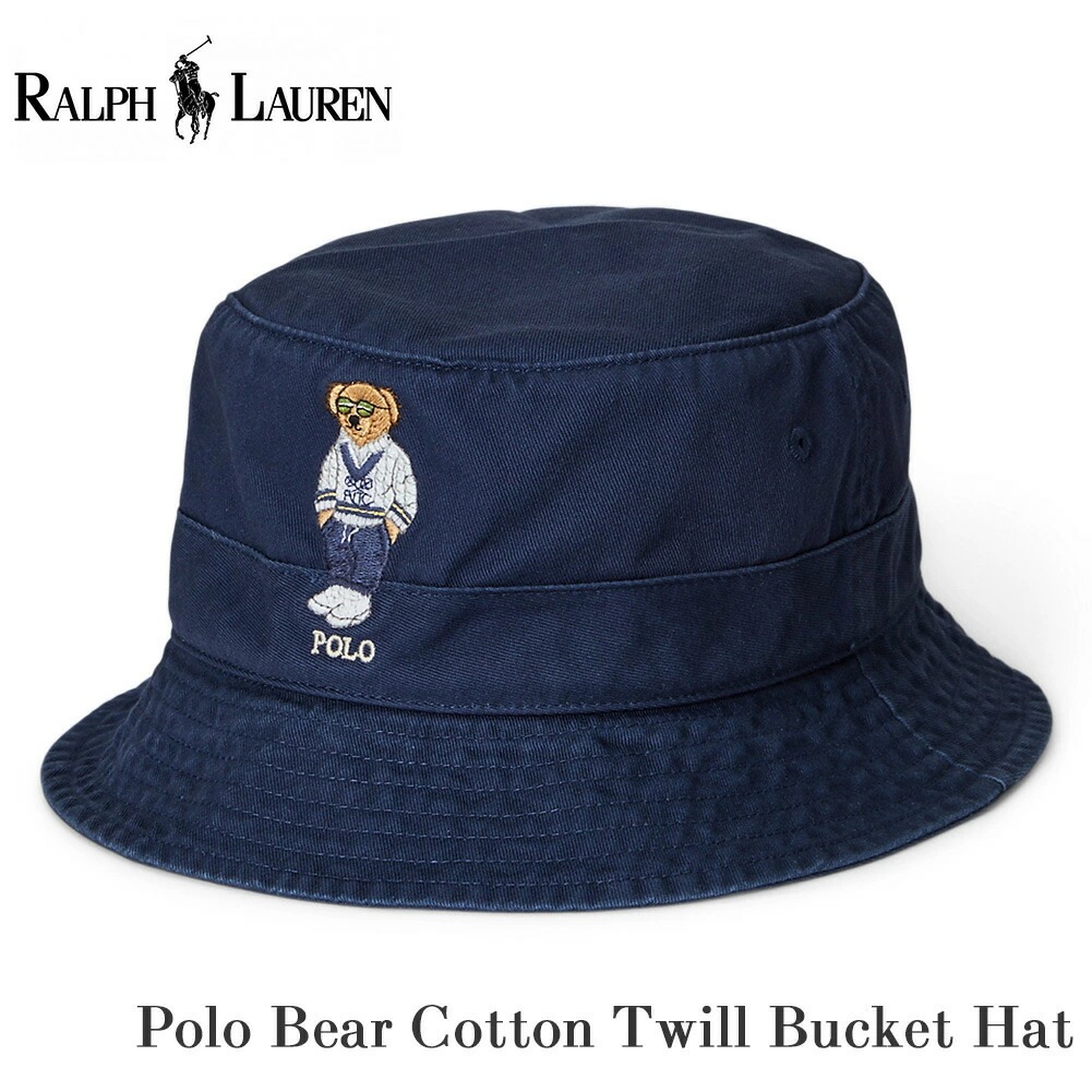 レディース メンズ ポロベア バケットハット 710963780 コットン チノ ネイビー 帽子 春夏 秋冬 オールシーズンラルフ ハット 綿 刺繍 男女兼用 ギフト プレゼント 父の日