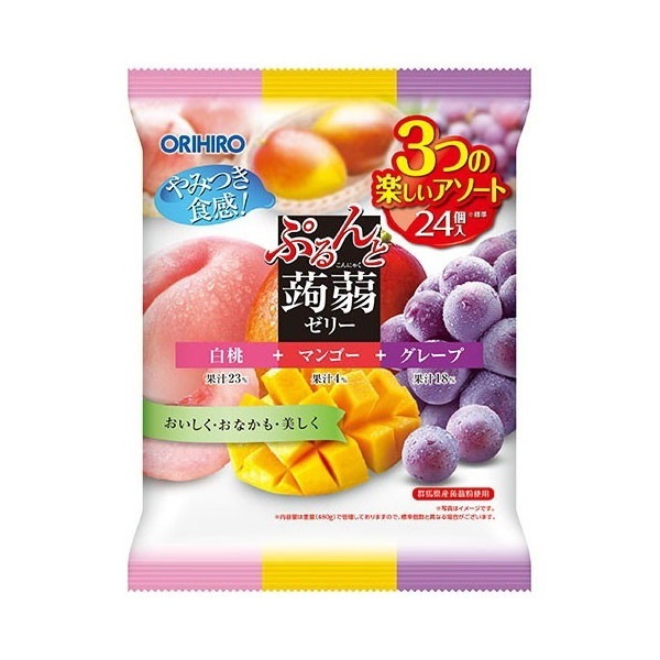 蒟蒻ゼリーパウチ 白桃マンゴーグレープ 480g x12 メーカー直送