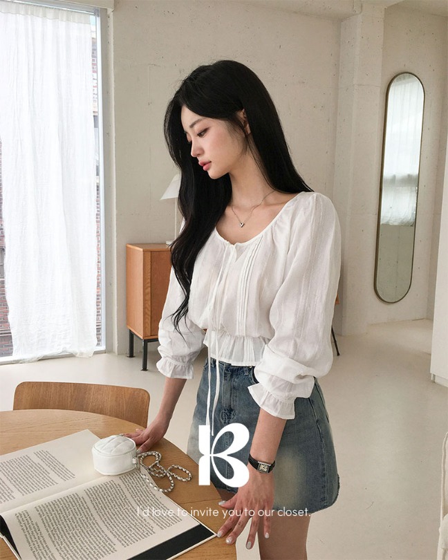 [MADE] ロアフリル長袖ブラウス bs1201