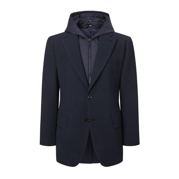 [25SS] [セットアップ] [MARZOTTO] LONDON-FIT ネイビー 取り外し可能フード パッド DMJA5B065N2