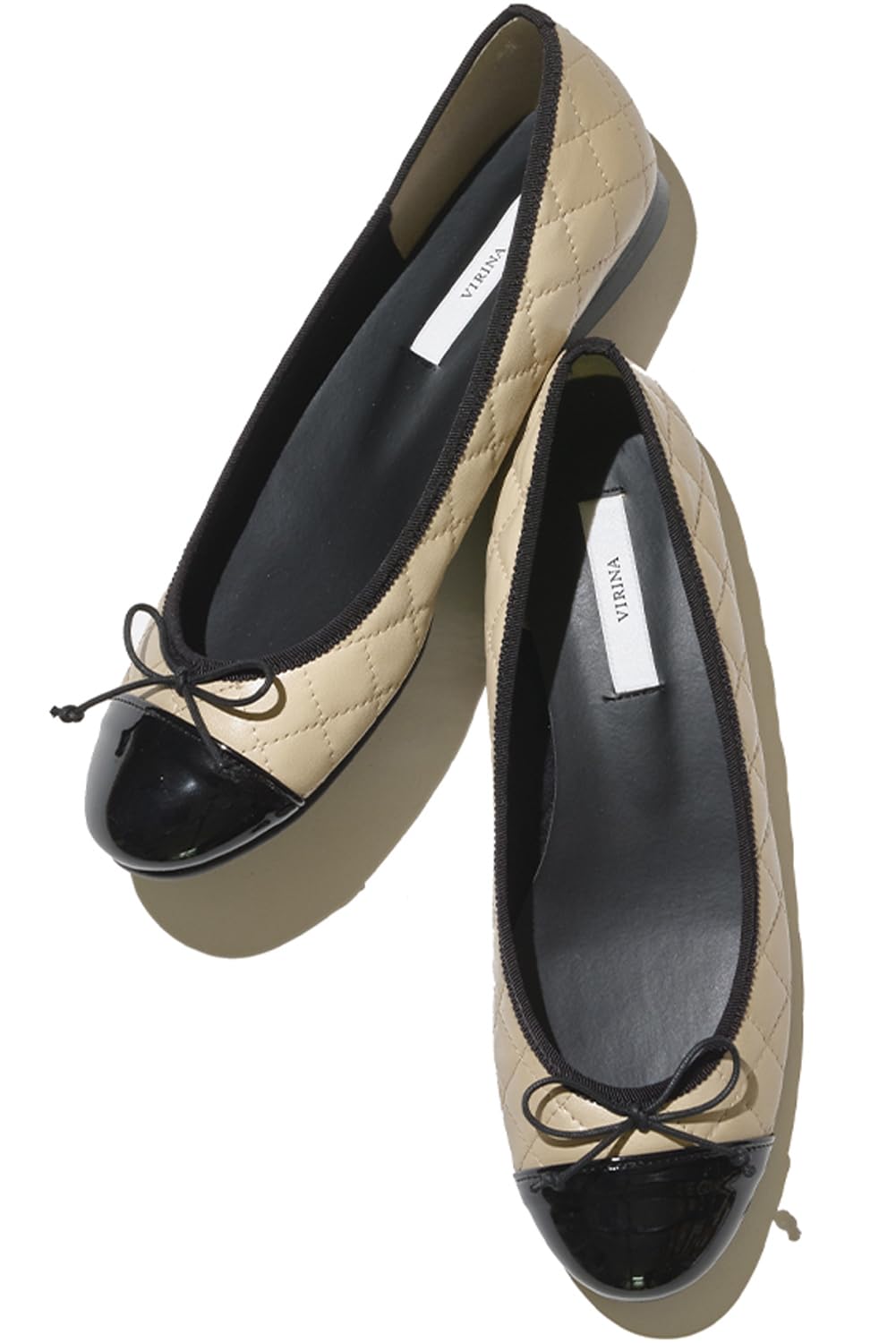[VIRINA] バレエシューズ レディース 日本製 キルティング ラウンドトゥ 1cm ヒール 晴雨兼用 2E 通勤 カジュアル 低反発 マタニティ パンプス ポーチ付