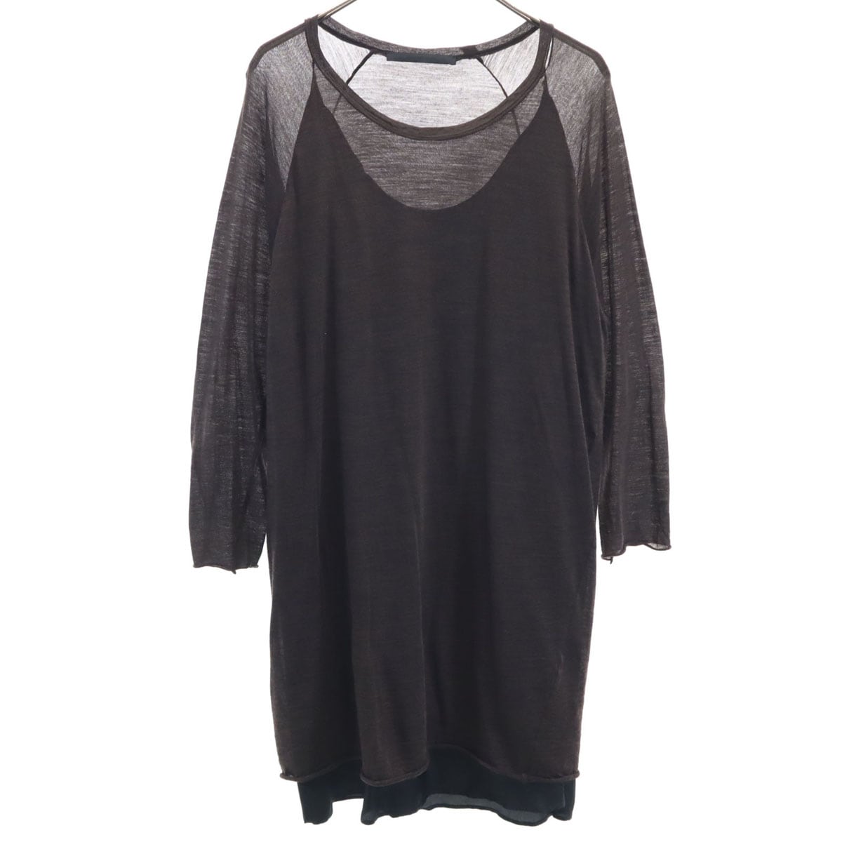 elsa esturgie エルザエストロジー ウールブレンド フランス製 長袖 ワンピース 38 ブラウン レディース 古着