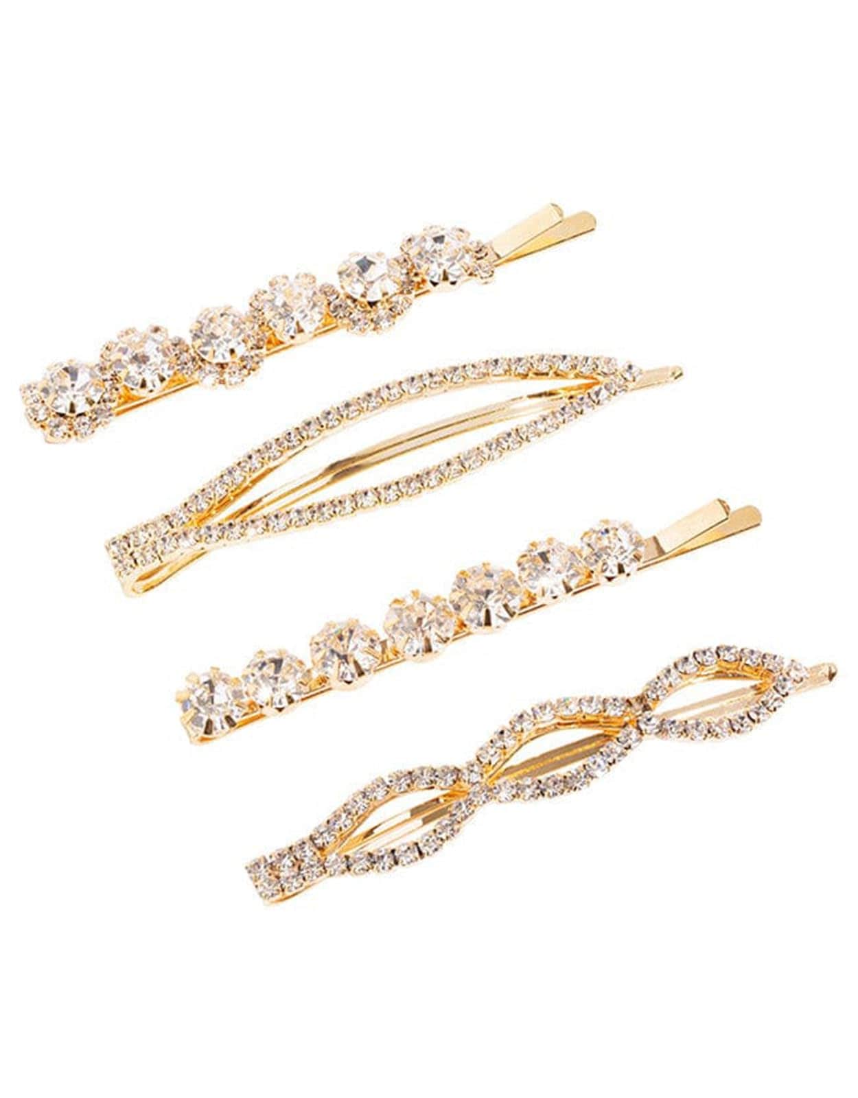 France Luxe クリスタル ボビー ピン ４本セット (クリスタル/ゴールド) ヘアピン まとめ髪 上品 ワンポイント ヘアアクセサリー