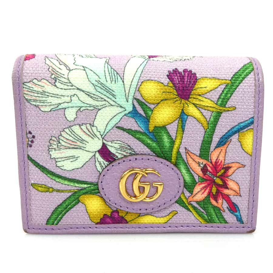 グッチ GUCCI 二つ折り財布 フローラ キャンバス/レザー パープル レディース 577347 h31721a