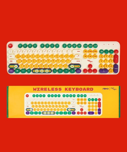 韓国スタイルのアプコ無線キーボード レトロキーボード - Color Mix - PWIKR430051