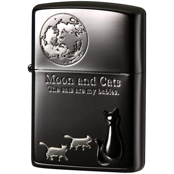 ライター キャットデザイン メタル貼り 2bksm-mooncat