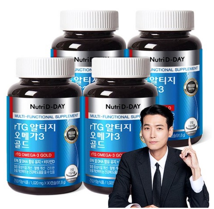NutriDday rTG UltraG Omega-3 Gold, 90 Tablets, 4 Pack
