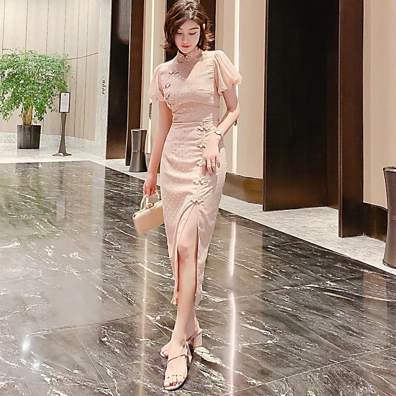 【JY.上品】チャイナドレス 中華風 夏 女性 セクシー フォーマル パーティードレス 同窓会 結婚式 披露宴 卒業式 演奏会 二次会 発表会