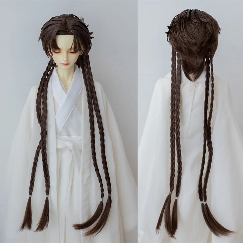 BJD 1/3 ドール用 ウィッグ アレンジ 編み入り ミルク糸 ブラウン SDサイズ球体関節人形用