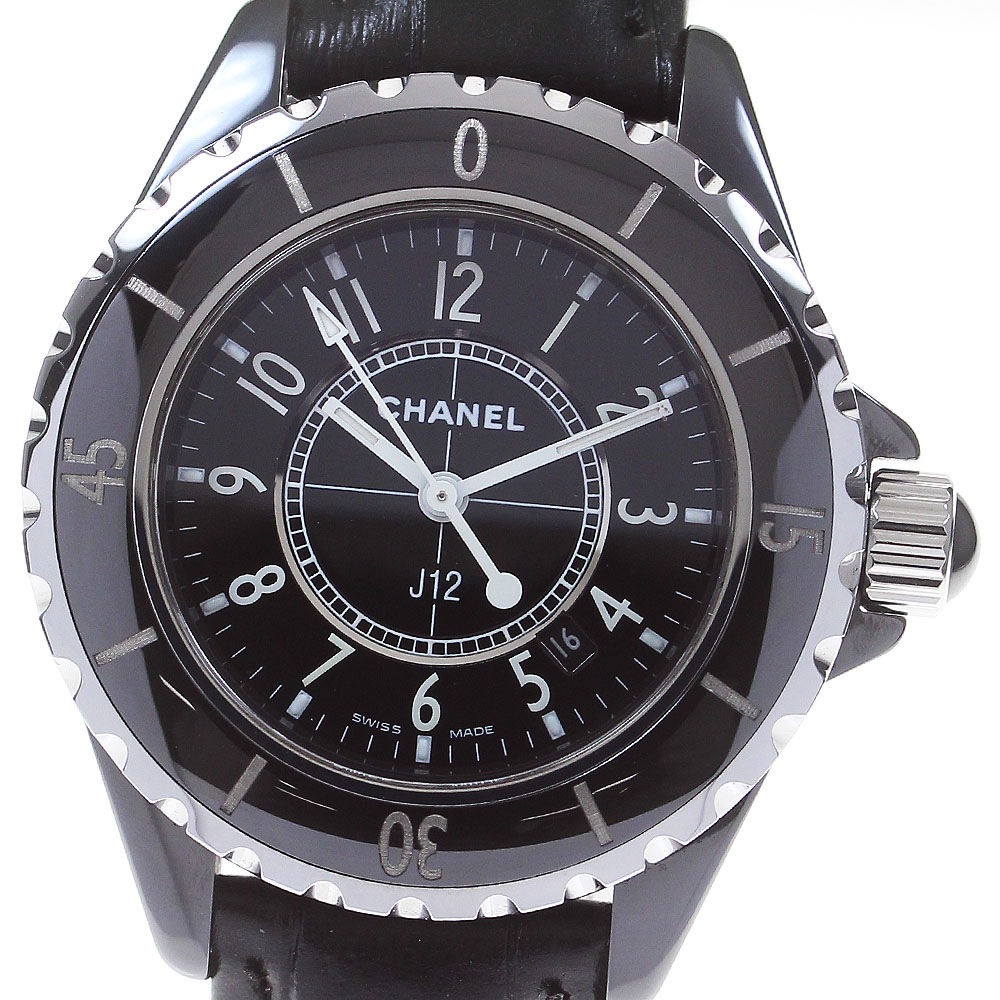 シャネル CHANEL H0680 J12 黒セラミック デイト クォーツ レディース 良品 _863111【中古】