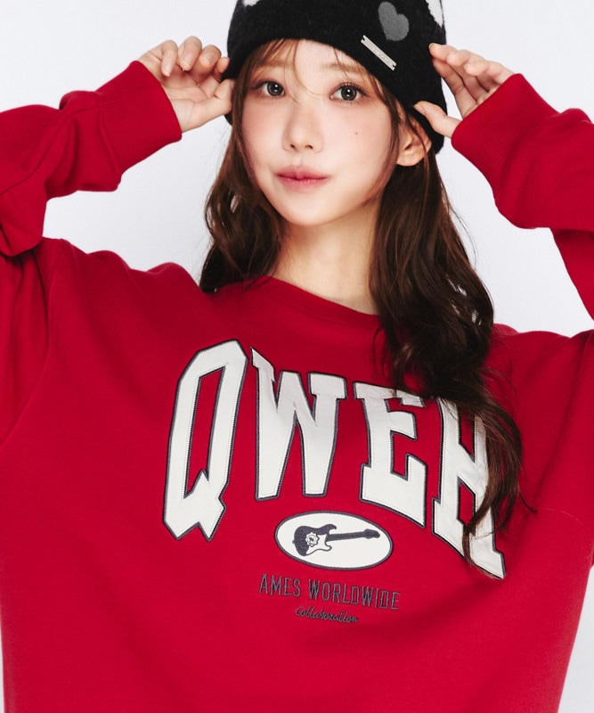 QWER BASIC APPLIQUE SWEATSHIRT RED