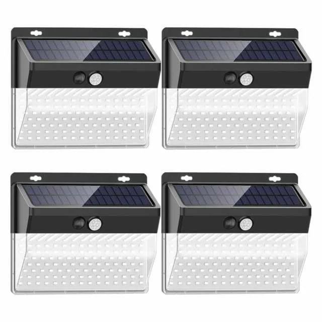 4個セット 206LED ソーラーライト ウォールライト 人感 センサーライト PIRモーションセンサー 夜間自動点灯 IP65防水 太陽光充電 屋外 壁 ALW-AXW-W02206-4SET