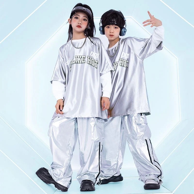 【綿質材質】子供服演出服子供街舞潮服セットhiphop女の子ジャズダンス服ヒップホップ男の子秋