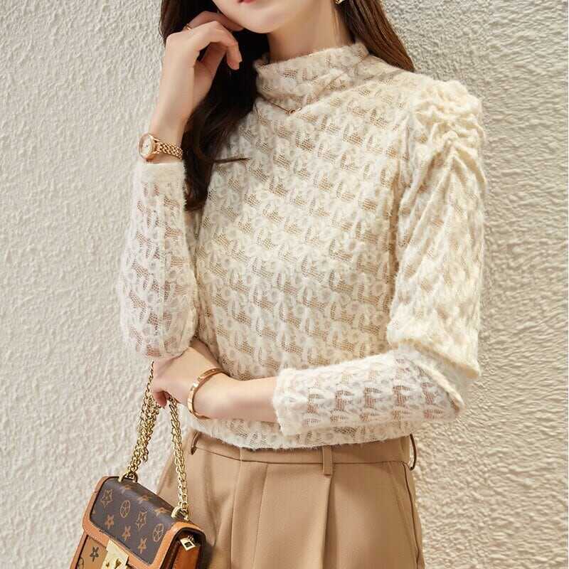 シアー レース カットソー レディース トップス 人気 おすすめ おしゃれ お洒落 激安 安い プチプラ 長袖 ロング シースルー プル オーバー シフォン ふわふわ 美シルエット wto0