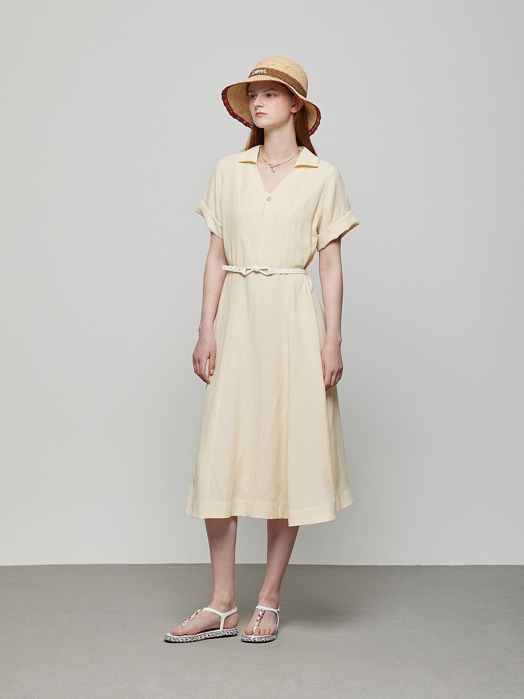 DEWL オープンネック フレア ワンピース