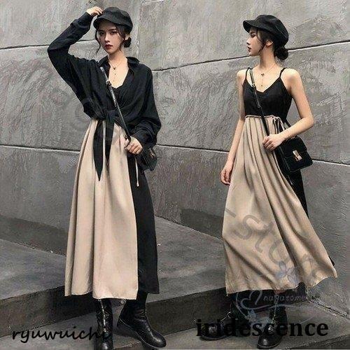 セットアップ レディース ファッション 20代 30代 40代 50代 ブラウス 長袖 ワンピース 女性 夏 夏服 夏物 春 春物 春服装 バイカラー ミモレ丈 春夏