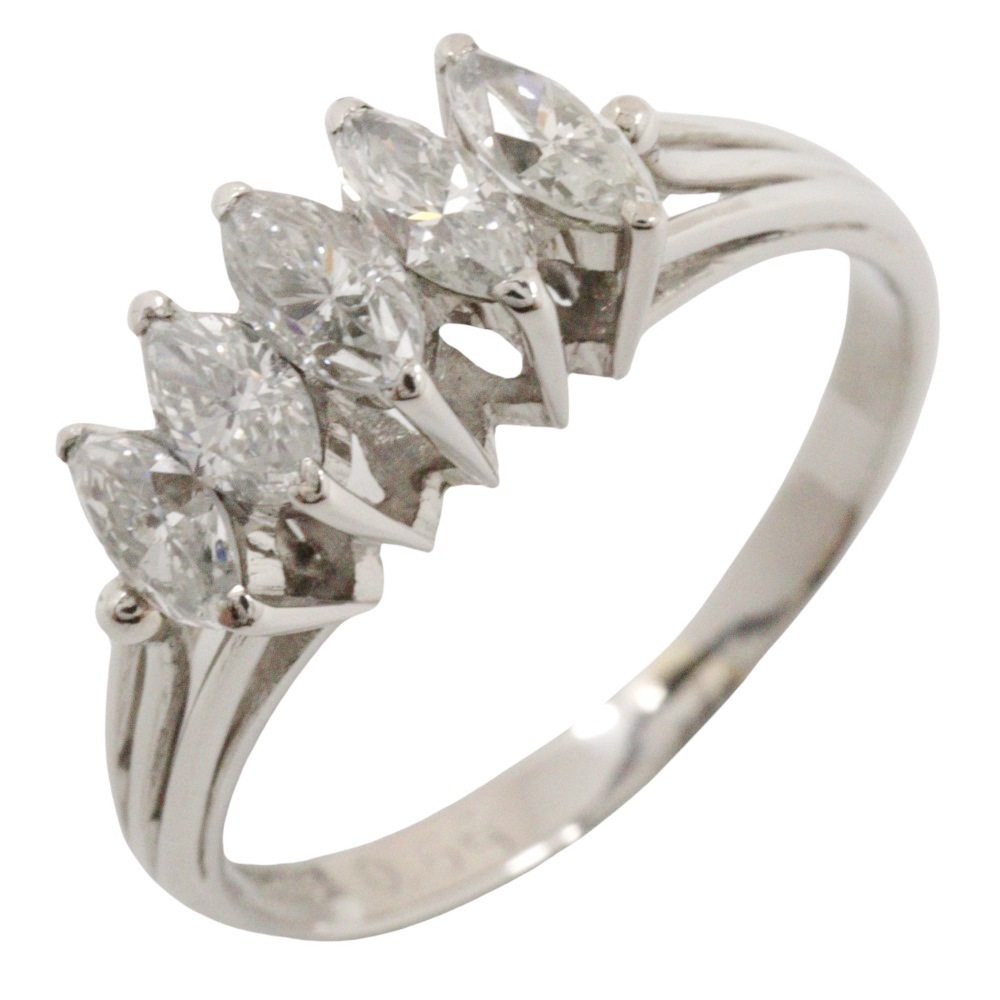 5Pダイヤ リング・指輪 Pt850プラチナ ダイヤモンド 8.5号 D0.65 約2.9g レディース 中古品 A+ランク