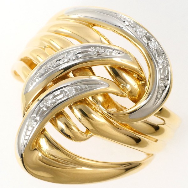 PT900 プラチナ K18YG リング 17号 ダイヤ 0.05 カード鑑別書 ジュエリー 中古