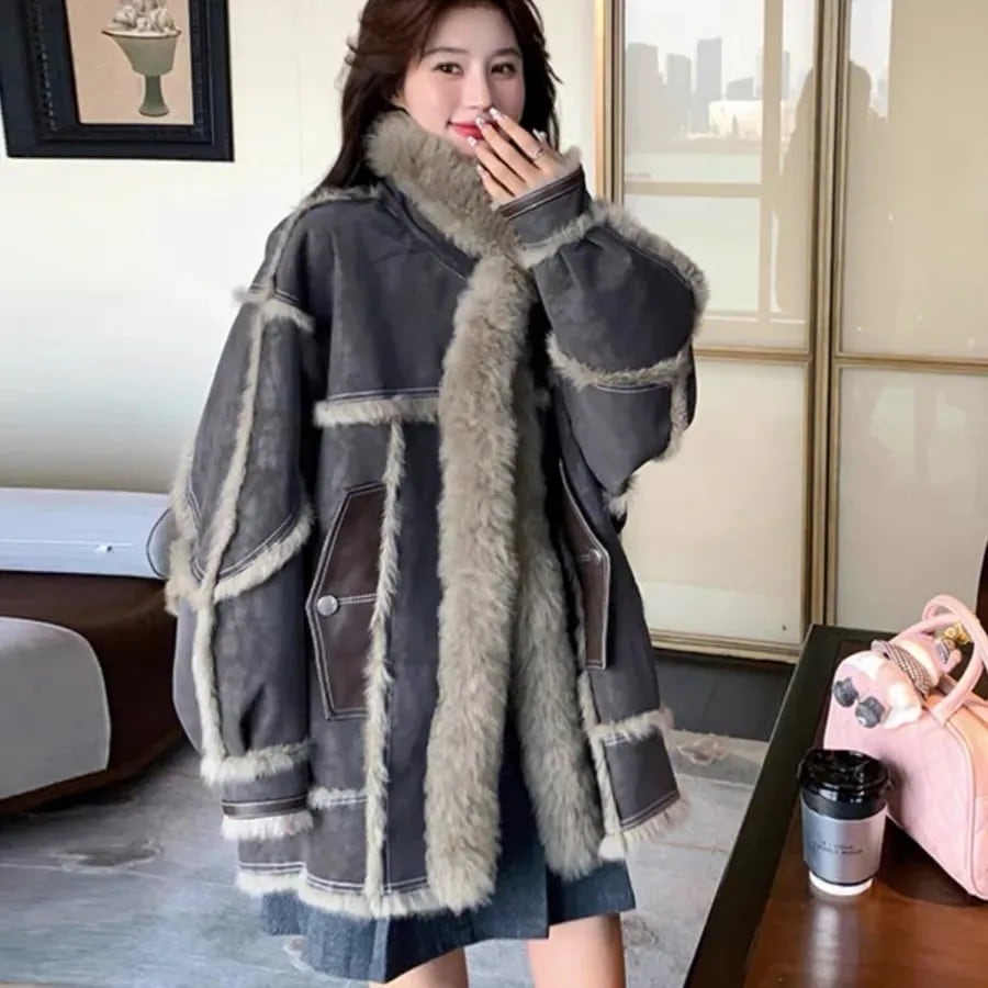 福袋皮毛一体 防寒 ふわふわ 厚手 毛皮 中綿ジャケット 裏起毛 ラムズウール ディアフリース ダウンジャケット スウェット パーカー マウンテンパーカー プラッシュ